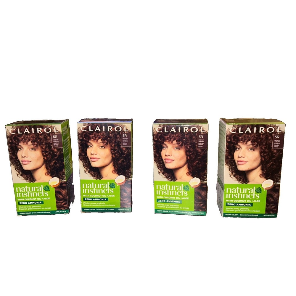 New CLAIROL Natural Instincts Hair Color # 5R MEDIUM AUBURN Sealed Lot Of 4